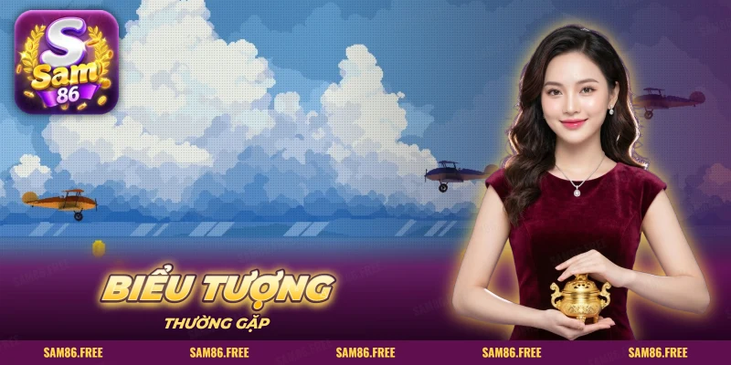 Cảnh trời mây với máy bay cánh đôi dạng pixel trong game chủ đề phi công