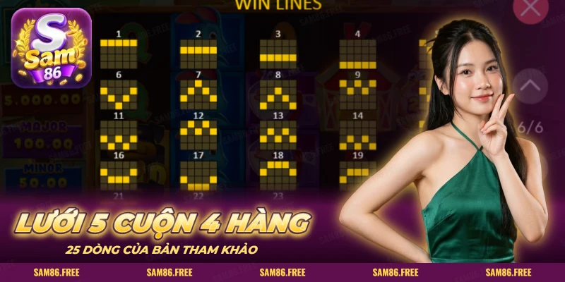 Bảng các đường thắng của slot Little Farm trên màn hình trò chơi