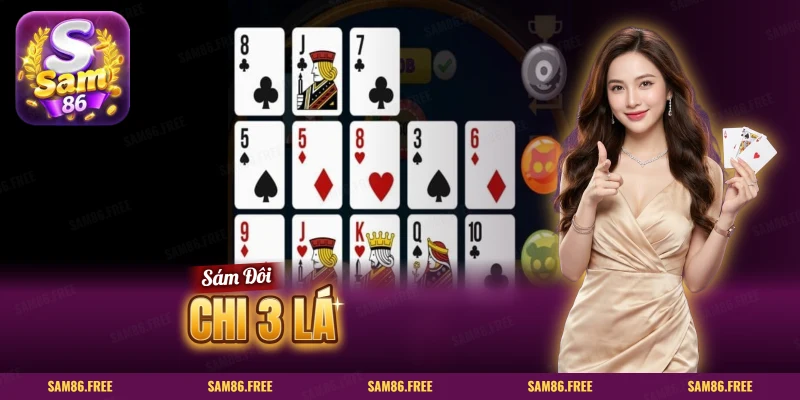 Ba hàng bài Mậu Binh với chi đầu 3 lá đặt phía trên