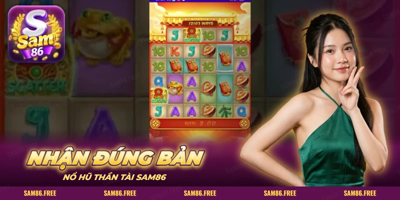 Lưới slot Thần Tài với thiềm thừ vàng, bao lì xì và chữ cái