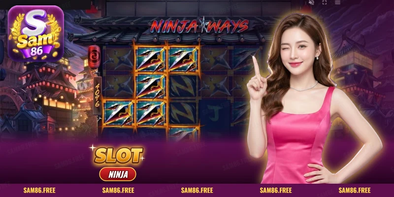Slot Ninja SAM86 với lưới Ninja Ways, lưỡi kiếm và phi tiêu